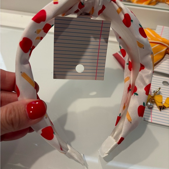 Women's 4 Piece Teacher Gift hair bow matching earrings, headband apple … - Picture 10 of 16